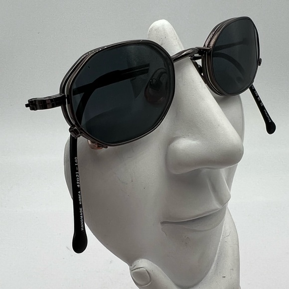 Vintage Minimize Gunmetal Oval Sunglasses Frames 5102 - Picture 2 of 6